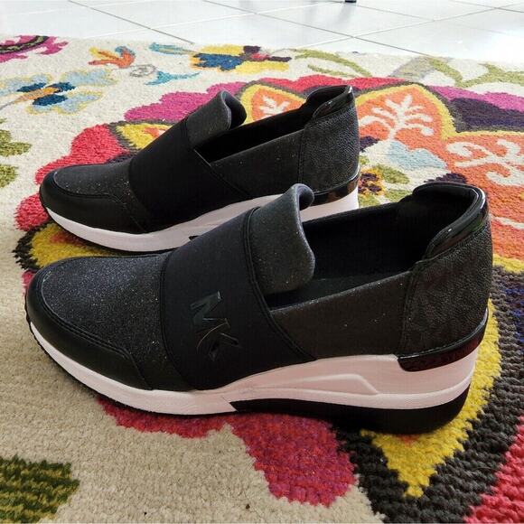 Michael kors platform logo sparkly glitter sneakers new size 8.5 - Picture 3 of 9